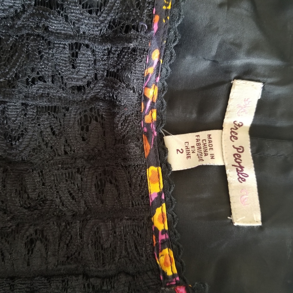 Free People silk lace black floral skirt 2 - Picture 5 of 5